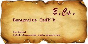 Benyovits Csák névjegykártya